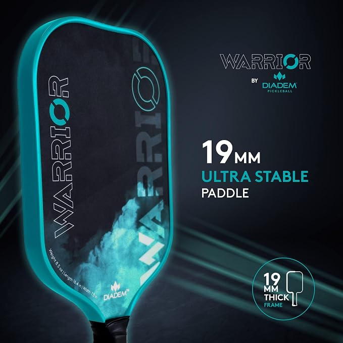 Diadem Warrior Pickleball Paddle | Carbon Fiber Face, 3X L-Core Hybrid Nomex Polymer Honeycomb Core, Grit Paint Surface for Spin, Control and Power | Indoor/Outdoor | USAPA Approved