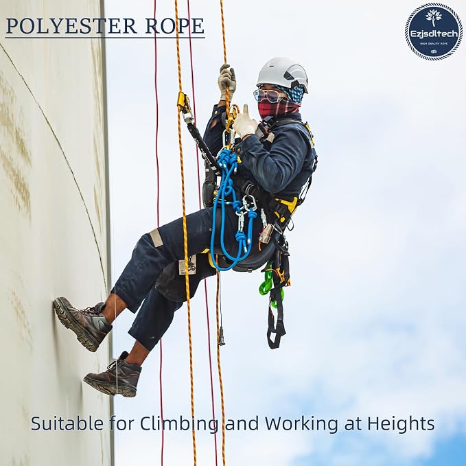 1/2 in x 200 ft Polyester Arborist Rigging Rope, Black Braided Tree Climbing Rope 48 Strands for Farm Work and Swinging