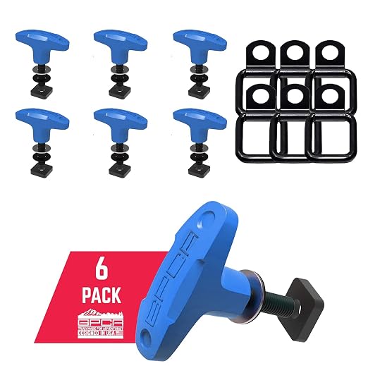 GPCA – Quick Release Tie Down Anchor/T-Handle JK JL Hardtop Bolts with Screw Nuts & D-Ring Cargo Hooks M8 25mm Thumbscrew, Wrangler JK JL Accessories 2007–2018 GP Anchor + D Ring w/Nut 6 Pack (Blue)