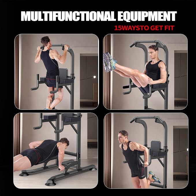 K KiNGKANG Adjustable Power Tower for Home Gym - Multifunctional Pull-Up & Dip Station for Strength Training