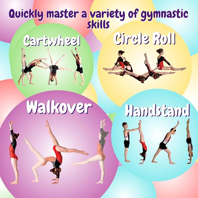 Shuffle Up Gymnastics Games Skills Pack 22 Skills Cards Gymnastics Equipment for Kids at Home Gymnastic Gifts for Girls, Fitness and Tumbling Accessories, Cheerleader, Outdoor Family Games Ages 8-12