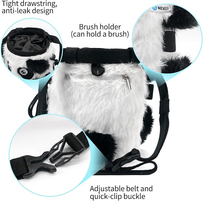 NewDoar Chalk Bag for Rock Climbing Bouldering Panda Chalk Bag Bucket with Quick-Clip Belt & Zippered Pocket Rock Climbing Gear Equipment for Men Women Children