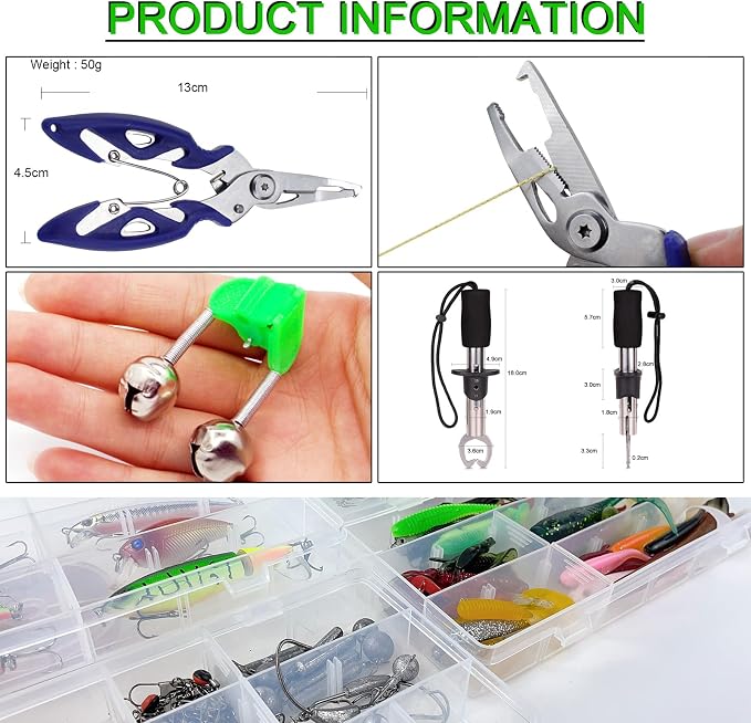 Fishing Lures Kit with Tackle Box Included Crankbait, Minnow, Spinnerbaits, Spoons, Soft Lures, Jigs, Hooks, Bait Rigs, Weights Sinkers, Topwater Lures Freshwater Saltwater 346/353Pcs