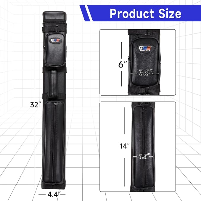 GSE Games & Sports Expert 3x6 Hard Pool Cue Case, Billiard Stick Carrying Bag for 3 Sticks, Holds 3 Butts and 6 Shafts (Several Colors Available)