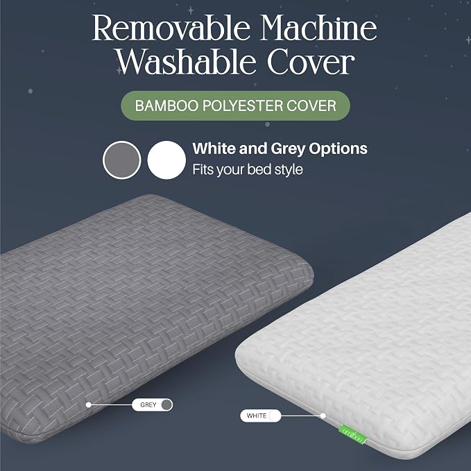 Umiboo by Focus Thin 2.5-Inch Memory Foam Pillow for Stomach and Back Sleepers 2-Pack (White) (2 Items)