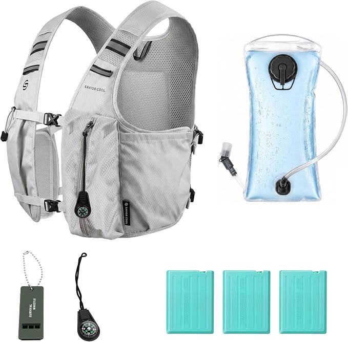Cooling Vest for Men Women, Hydration Vest for Running Hiking | 2L Water Bladder，3 Cold Source