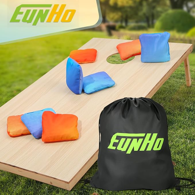 EunHo Double Sided Set of 8 Cornhole Bags Regulation Size & Weight Sticky and Slick Professional Corn Hole Bean Bags Multicolored