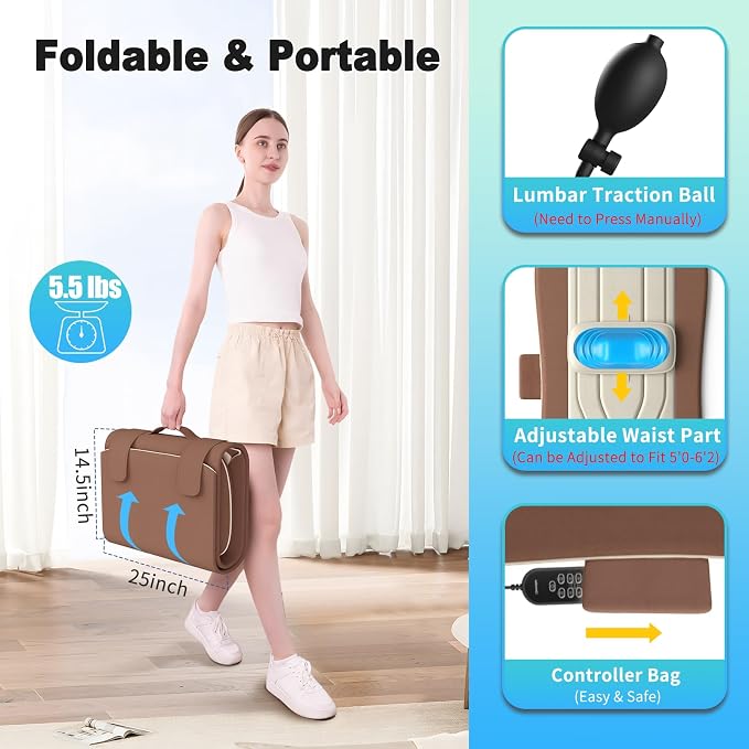 Full Body Vibration Massage Mat with Heat, Adjustable Lumbar Support, Massage Pad for Bed, Sofa & Recliner, Full Body Massage Pad for Home Relaxation and Everyday Comfort, Gift for Father & Mom