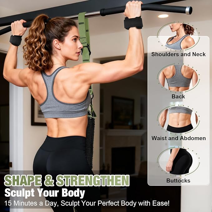 Upgraded Pull Up Assistance Bands for Women, Heavy Duty Resistance Bands with Handles, Exercise Band with Door Anchor, Workout Band Set for Pull Up Bar, Full Body Sculpting,Muscle Training, Home Gym