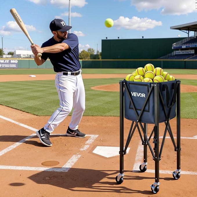 VEVOR Tennis & Pickleball Hopper Holds 200/175/150/120 Balls, 3-in-1 Tennis Foldable Pickleball Basket Cart for Easy Installation, Storage Bag for Tennis Training & Teaching