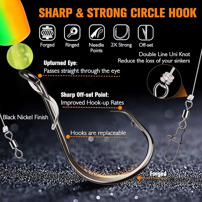 Dovesun 3PCS Dragging Weights for Catfishing 3OZ + Pompano Rigs for Surf Fishing