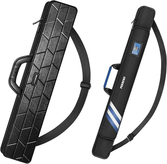 PEKREWS 1x1 Soft Cue Bag Blue & 4x4 Hard Pool Cue Case Black Set