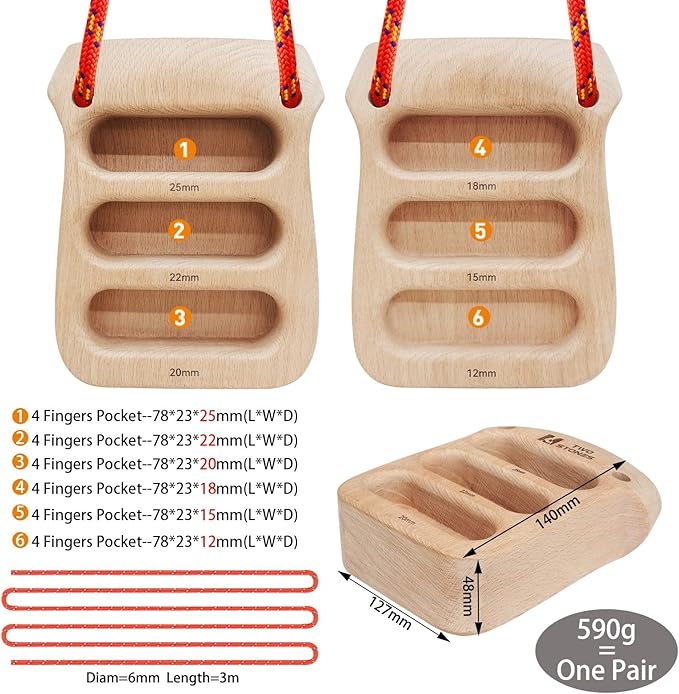 TWO STONES Portable Hangrboard Rock Climbing | Lightweight Climbing Hangboard as Climbing Training Board for Rock Climbers as Gift