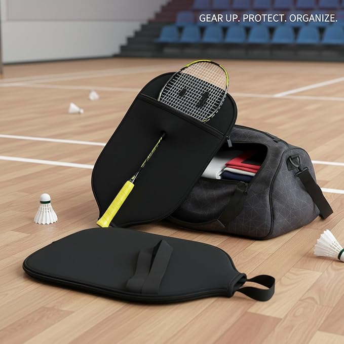 2-Pack Neoprene Racket Covers for Table Tennis & Badminton, Protective Storage Sleeves with Hanging Loop, Scratch-Resistant Paddle Cases