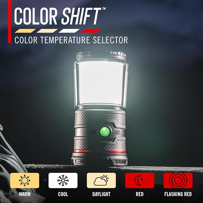 Coast EAL35R 1000 Lumen Voice-Controlled LED Emergency & Camping Area Lantern with Warm, Cool White, Day, Red & Red Flashing Mode, Power Bank Functionality - Ocean