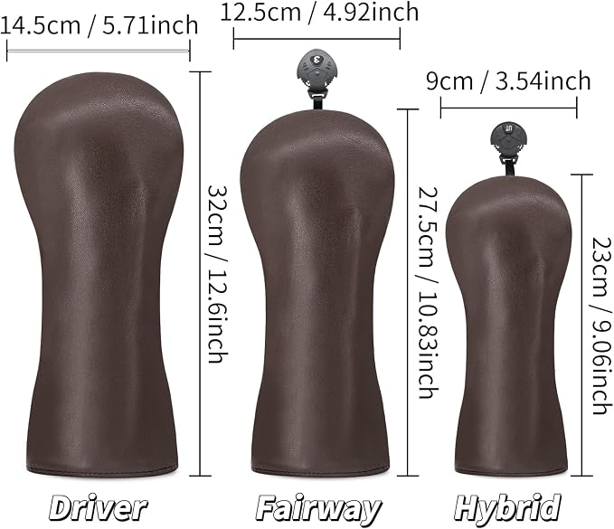 Golf Accessories Golf Club Covers for Driver, Fairway, Hybrids - Golf Driver Headcover/Golf Fairway Wood Head Cover/Hybrid Headcover for Men/Women Golfer