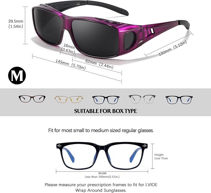LVIOE Over Glasses Sunglasses Wrap Around Polarized Sunglasses for Men Women Fit Over Prescription Glasses with UV Protection