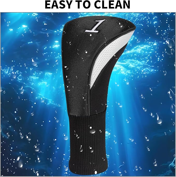 Golf Club Head Covers for Woods 3/4/5/6 Pieces Long Neck Mesh Sports Golf Club Headcovers Set with Interchangeable No. Tags 3 4 5 6 7 X Golf Accessories for Men Women