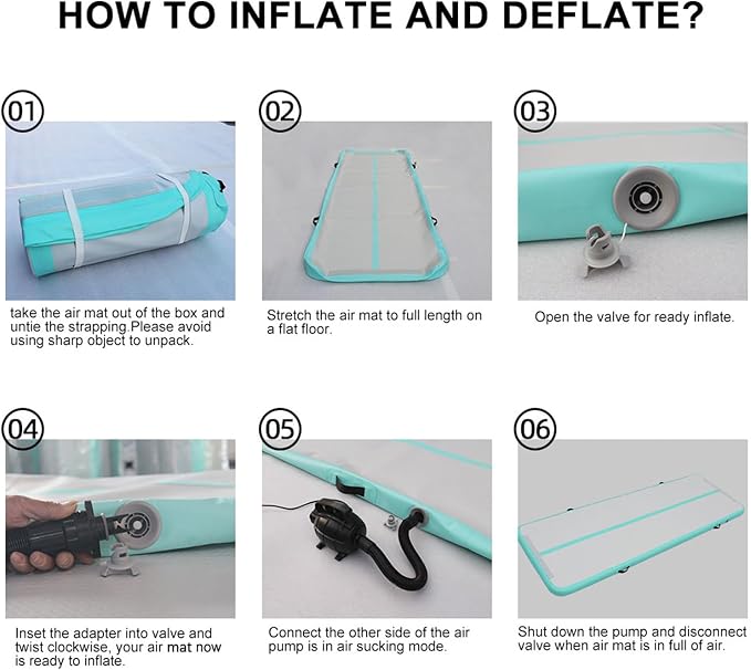 DAIRTRACK Inflatable Gymnastics Air Mat 10ft/13ft/16ft/20ft Tumble Track Tumbling Mats for Home Use/Gym/Training/Cheerleading/Yoga/Water