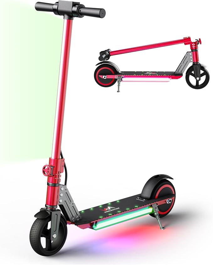 Classic Foldable Electric Scooter for Kids, Bright Front Lights, Shining Pedal Lights, LED Display, Dual Brakes 150W Motor Kids Electric Scooter, UL2272 Certified