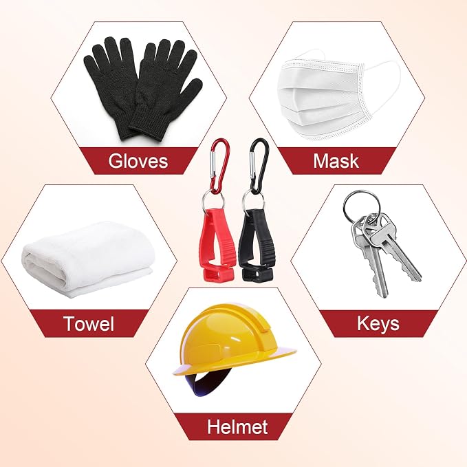 Leinuosen 18 Pcs Black and Red Glove Holder Clips Bulk for Work Large Glove Holder Clips Safety Gloves Keepers for Worker Construction Tool Belts Hard Hats