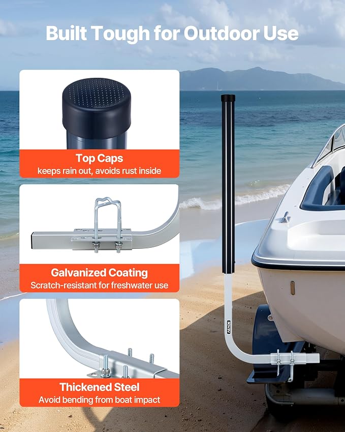 VEVOR Boat Trailer Guide, 16.7"- 60″ Adjustable Design Trailer Guide Poles, 2PCS Trailer Guide-Ons for Ski Boat, Fishing Boat or Sailboat Trailer