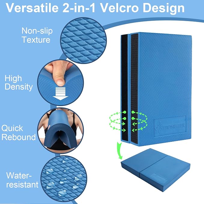 StrongTek Dual Balance Pad Set – Green Foam Stability Pad + 2-in-1 Non-Slip Cushion for Training & Rehab