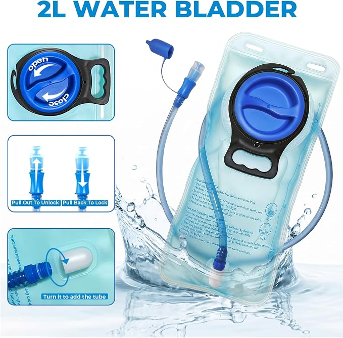 Hydration Vest with 2L Water Bladder for Men and Women,Lightweight Adjustable Hydration Backpack,Reflective Running Vest Chest Bag for Climbing Cycling Hiking