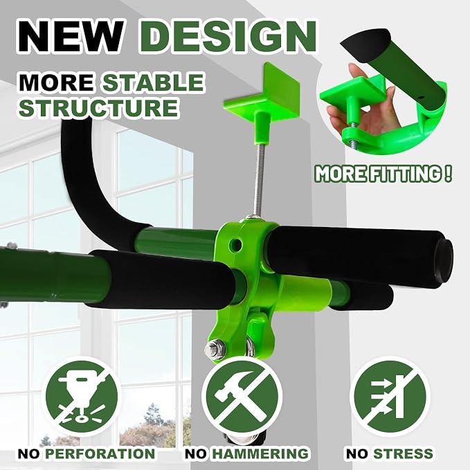 Doorway Swing mount for Kids & Door Pull Up Bar for Adults, Indoor Kid Swing with 4 Accessories, Multi-Function Doorway Gym, Fits Door Frame 24.41-30.51'' W x 3.94-6.69'' Thickness (Dark green)
