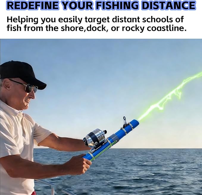 Portable Fishing Catapult Rod, Durable & Lightweight Telescopic Lure & Bait Launcher for Saltwater & Freshwater, High Elasticity Casting Tool, Professional New Model Travel Fishing Gear
