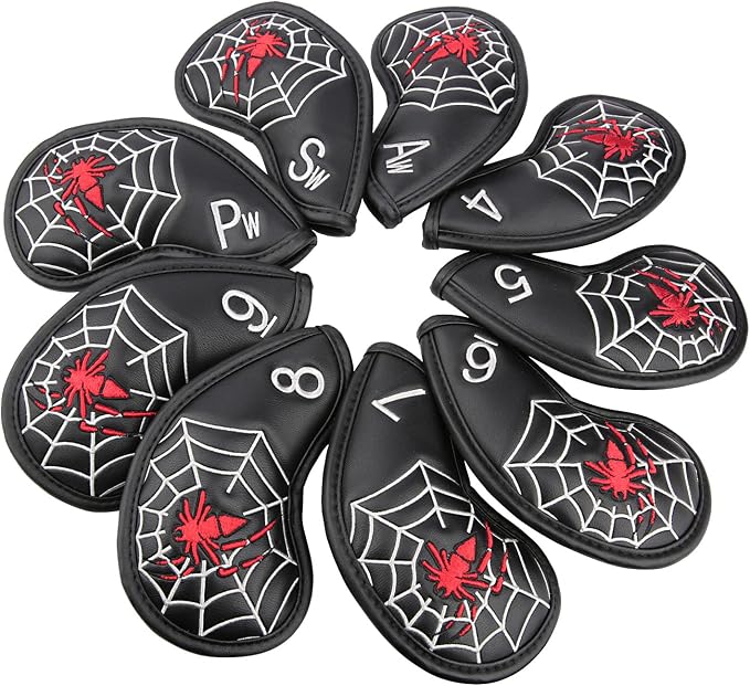 Spider Embroidery Black Golf Club Driver/Fairway Wood/Hybrid/Iron Head Cover