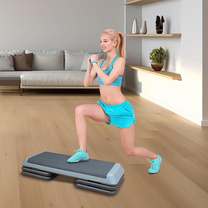 Aerobic Step Platform 30" × 14" Height Adjustable Workout Step for Fitness Strength Training with Risers Exercise Platform for Home Gym
