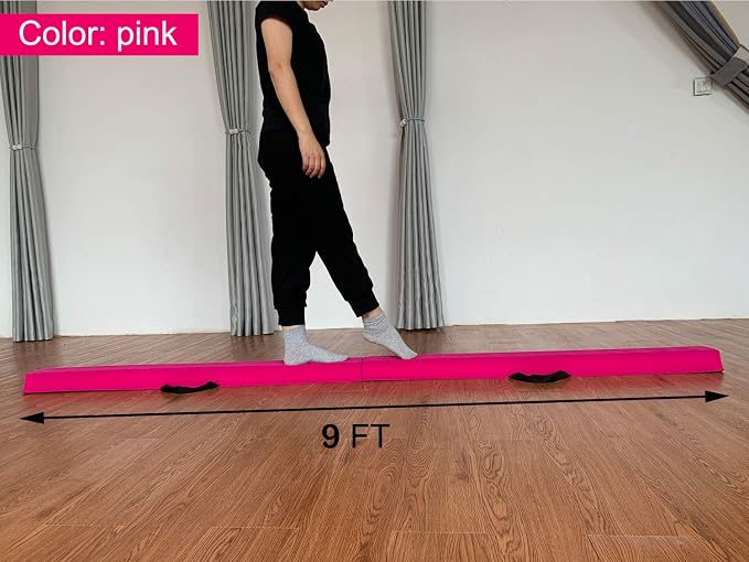 MARFULA 6 FT / 8 FT / 9 FT Folding Gymnastics Beam Foam Balance Floor Beam - Extra Firm - Suede Cover - Anti Slip Bottom with Carry Bag for Kids/Adults Home Use