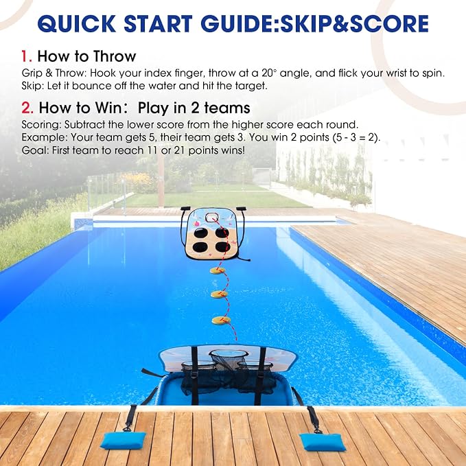 Pool Cornhole Board Set, Corn Hole Games Floating for Adults, 3ft x 2ft Cornhole Set Game Water and Land Dual-Use, Swimming Pool Toys for Family, Portable Beach/Lawn/Lake Toys
