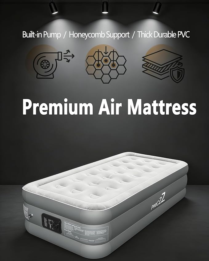air Mattress, 18-inch Thickened Twin air Mattress, Suitable for Home use, Camping and Travel, Features Quick Inflation and deflation to Save You time (Dark Gray, Twin)