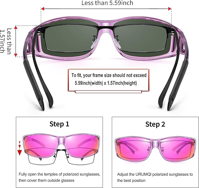 URUMQI Polarized Sunglasses Fit Over Glasses for Men Women, Wraparound Sun Glasses UV400 Protection for Driving Fishing