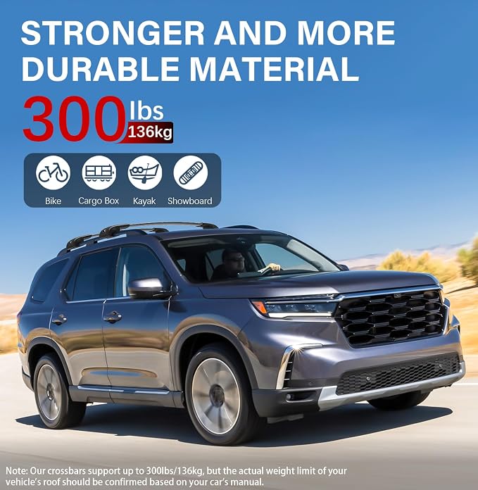 300lbs Roof Rack Cross Bars Compatible with Honda Pilot 2023 2024 2025 2026 Sport TrailSport Touring Elite (Not for LX & EX-L), Aluminum Roof Rails Crossbars for Rooftop Cargo Carrier Luggage