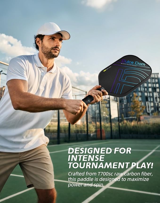Dulce DOM Pickleball Paddles Set of 2/4 - USAPA Approved, 4 Indoor Outdoor Pickleball Balls, Fiberglass Surface Paddle Racket with Cover Bag, Ideal Training Equipment Gift for Men & Women