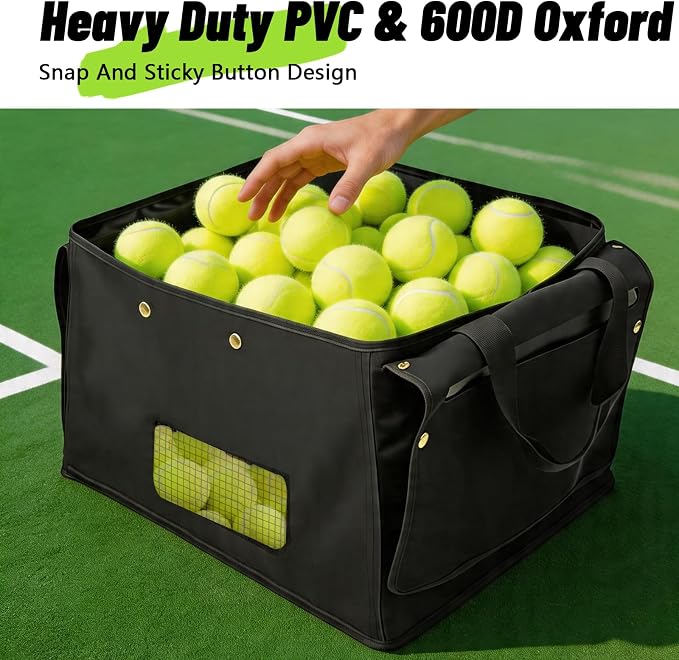 Tennis Ball Hopper Cart with 4 Wheels，Foldable Large Capacity Pickleball Tennis Ball Collector for Court Training, Coaching