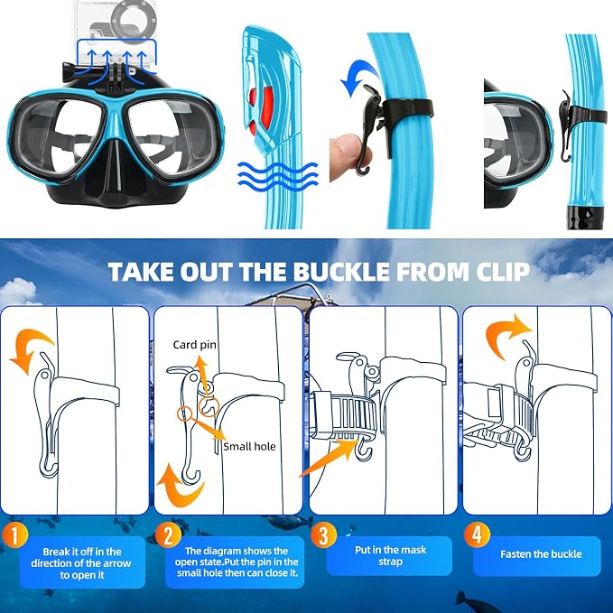 Nearsighted Snorkeling Gear for Adults Youth, Professional Full Dry Top Silicone Snorkel Set, Anti-Fog Scuba Diving Mask with Adjustable Strap