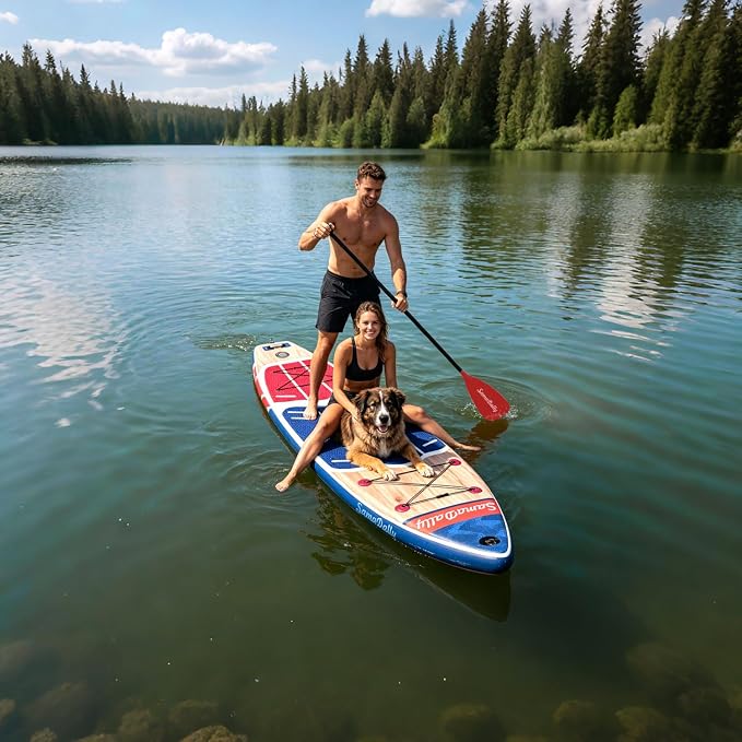 Inflatable Stand Up Paddle Board - Ultra Stable Wide Paddle Boards of All Skill Levels, Full-Color Gradient Design, Anti-Slip EVA Deck with Premium Accessories