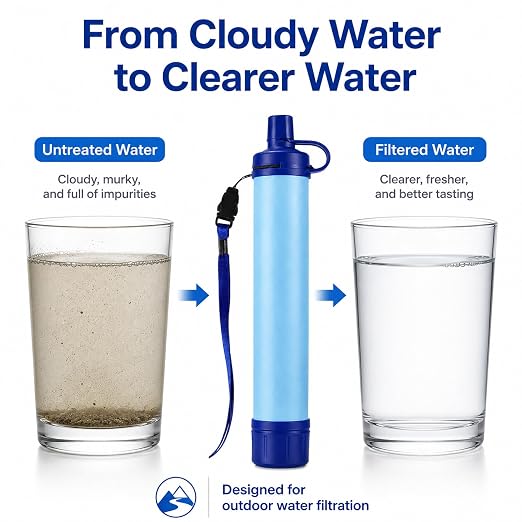 Emergency Water Filter Straw, Portable, Lightweight, for Hiking, Camping, Travel (3PCS)
