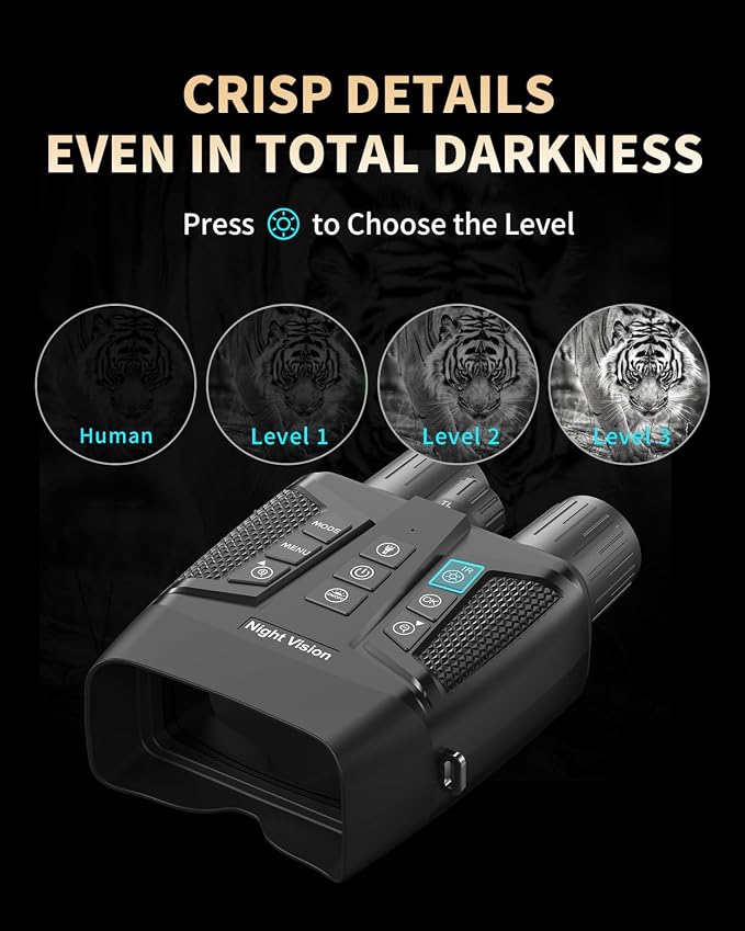 Night Vision Binoculars for Adults, 4K Night Vision Goggles with 3" HD Screen & Magnifying Lens, 8X Digital Zoom, Rechargeable Device with 64GB Card for Camping & Outdoor Exploration