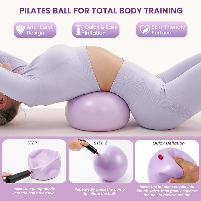 Pilates Kit - 15" Pilates Ring Set for Women Home Workouts, Pilates/Yoga Equipment for Beginners, Pilates Magic Circle with 9" Core Ball, Resistance Bands, Guide & Bag