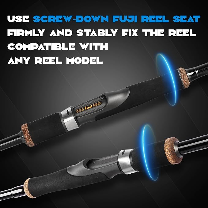Eurasian Sports 30T Carbon Travel Spinning Rod - 4 Piece 6ft/7ft Portable Fishing Pole for Freshwater & Saltwater Bass, Trout, Ultra Light to Medium Light Fast Action SiC Guide Rings Rods with Case