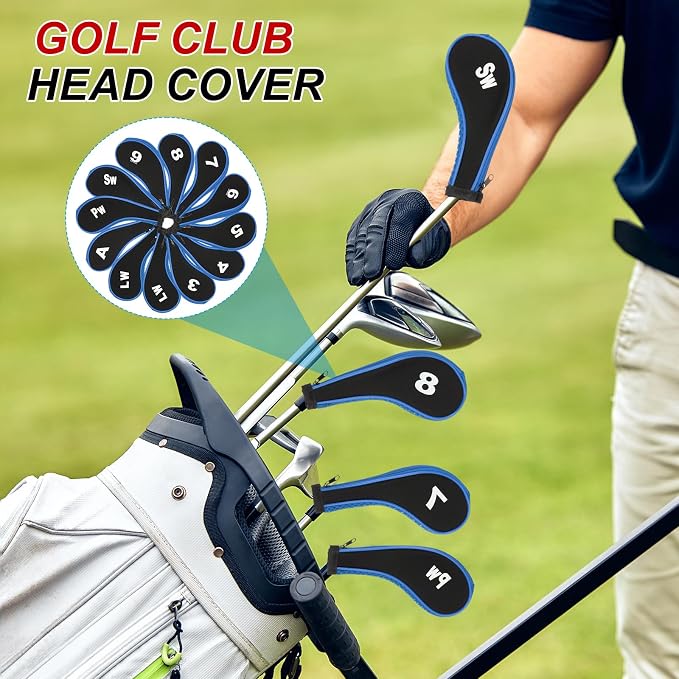 PATIKIL Golf Club Head Cover, Number Golf Club Irons Covers Neoprene Driver Headcover Golf Lovers Gifts