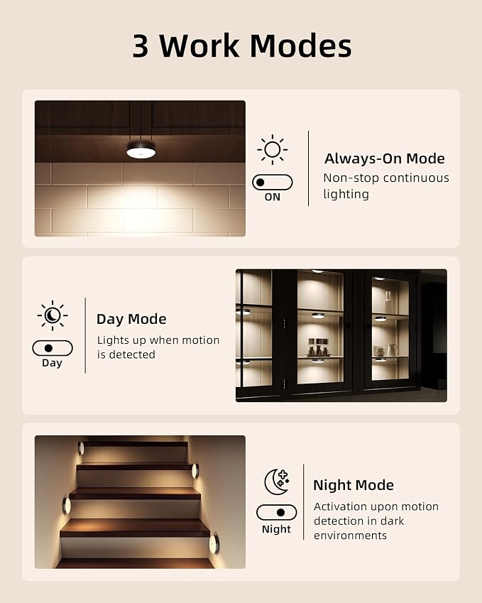 EZVALO Under Cabinet Lighting with Charging Station, 1000mAh Rechargeable Puck Lights with Remote, 3 Color Temps & 12 RGB Closet Lights, Dimmable Motion Sensor Lights for Shelf, Kitchen (3 Packs)