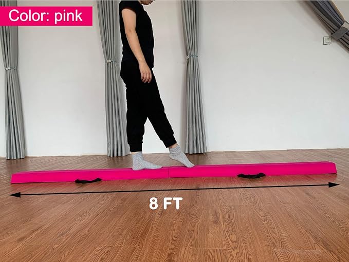 MARFULA 6 FT / 8 FT / 9 FT Folding Gymnastics Beam Foam Balance Floor Beam - Extra Firm - Suede Cover - Anti Slip Bottom with Carry Bag for Kids/Adults Home Use