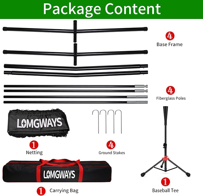 7x7ft/8x8ft Baseball Softball Net with Steel Frame for Batting, Hitting, Pitching, Portable Baseball Batting Net with Carry Bag, Great for All Levels
