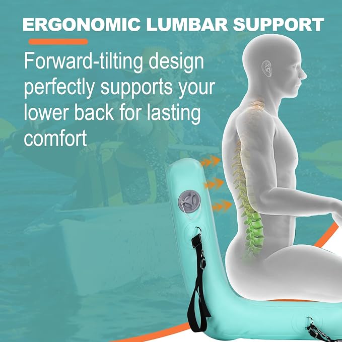 JAYEGT Inflatable Kayak Seat with Back Support,Paddle Board Accessories ，Foldable SUP Seat，Ergonomic Anti-Slip Design, high Load Capacity，Versatile Use for Kayak, Boat,SUP,Canoe,Fishing Boat-Green